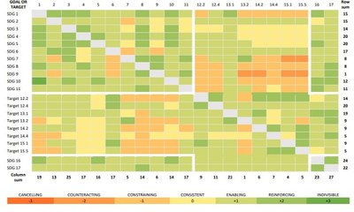 Figure 1: Cross-impact matrix with interactions between 21 targets and  goals — European Environment Agency